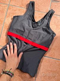 Canotta Nike Dri-FIT grigia fascia rossa taglia M