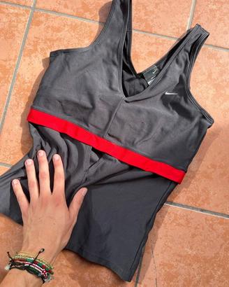 Canotta Nike Dri-FIT grigia fascia rossa taglia M
