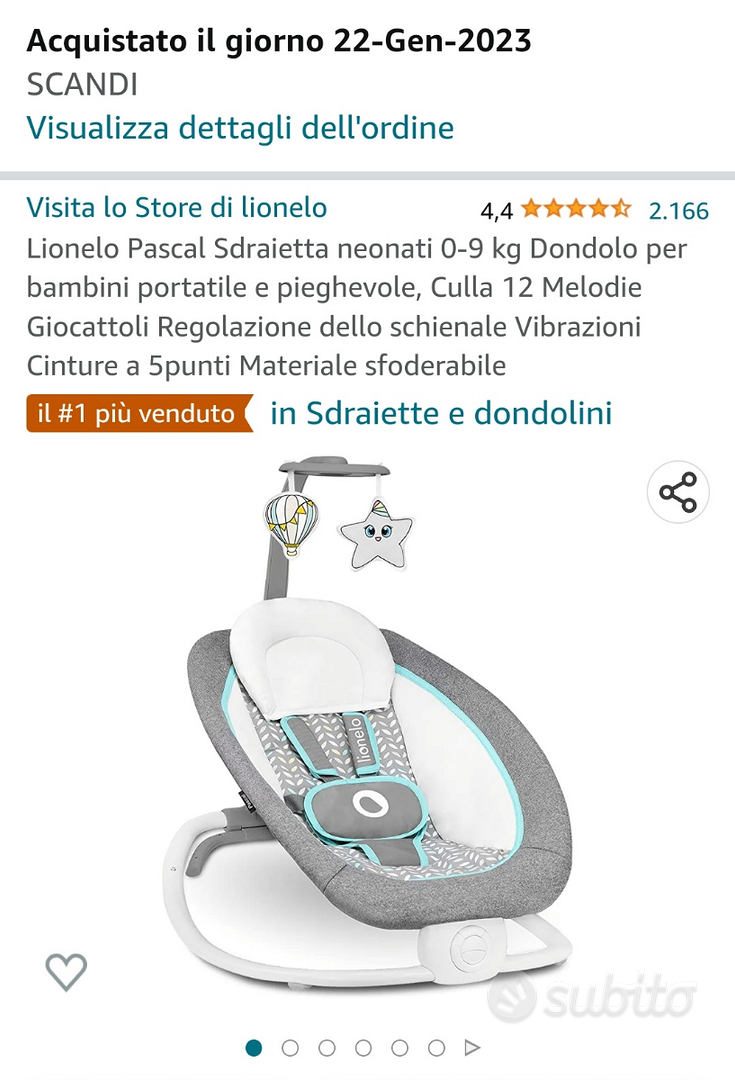 Dondolo Sdraietta culla Neonati 0-9 Kg Dondolo per Bambini Portatile  Pieghevole