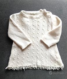 Vestito pullover lana bianco neonata Maperò 9 mesi