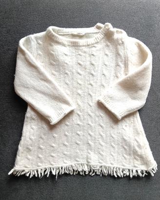 Vestito pullover lana bianco neonata Maperò 9 mesi