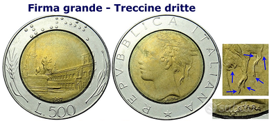 500 lire con errore di conio