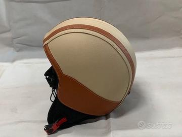 casco rivestito in ecopelle vespa beige e cuoio