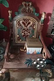  set   tek indiano divano 3 poltrone e tavolino