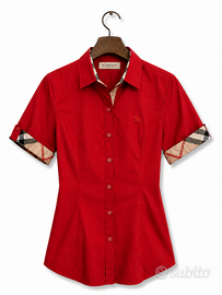 Burberry London Camicia Donna Rossa Nova Check L