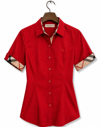 Burberry London Camicia Donna Rossa Nova Check L