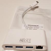 Adattatore USB-C 3xUSB 3.1 e Rj45 gigabit Ethernet