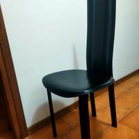 4 Sedie Calligaris in cuoio nero