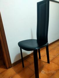 4 Sedie Calligaris in cuoio nero