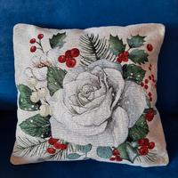 Federa cuscino fiore agrifoglio in gobelin