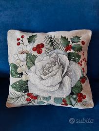 Federa cuscino fiore agrifoglio in gobelin