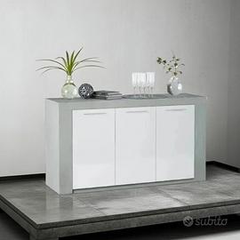 Credenza 3 Ante Ambit Cemento Bianco