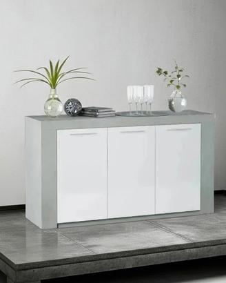 Credenza 3 Ante Ambit Cemento Bianco