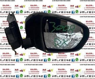 SPECCHIO RETROVISORE ELETTRICO DESTRO DX PEUGEOT 3