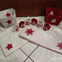 Completo natalizio in panno per tavola