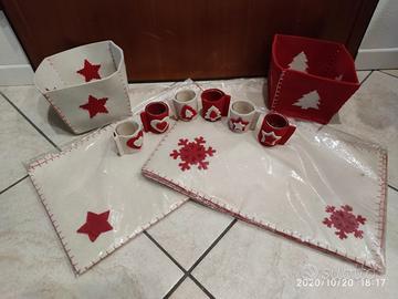 Completo natalizio in panno per tavola