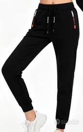 Pantaloni Felpati Neri Donna Nuovi 