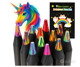 12 matite colorate arcobaleno , pastelli multicolo