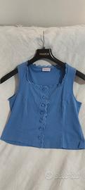 Top Laura Biagiotti azzurro con pizzo – Taglia 42