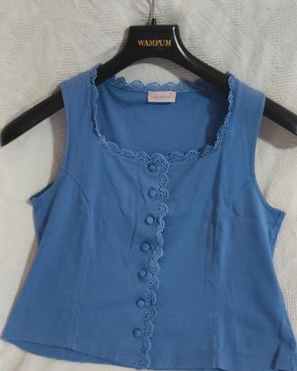 Top Laura Biagiotti azzurro con pizzo – Taglia 42
