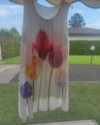 Vestito donna fantasia tulipani 