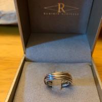 Anello Filo della Vita argento e oro rosa