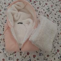 Felpa con interno "orsetto" e sciarpone ad anello