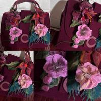 Borsa in lana cotta con applicazioni removibili