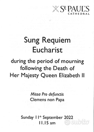 Libretto della messa Regina Elisabetta