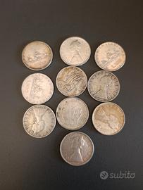 10 pezzi 500 lire argento 