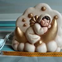 Lampada da tavolo angelo su luna con nuvola e stel