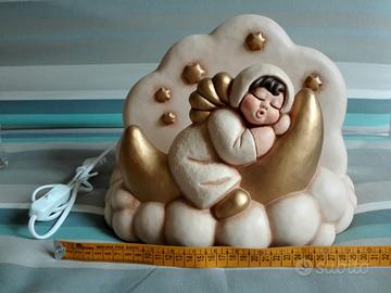 Lampada da tavolo angelo su luna con nuvola e stel