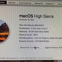 Mac Mini server mid 2011 16GBRam e 2 dischi SSD