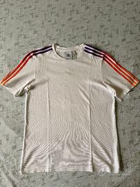 T-shirt Adidas bianca righe sfumate multicolor M