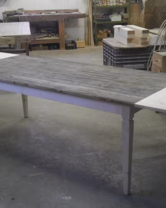 tavolo con piano legno vecchio prolunghe esterne