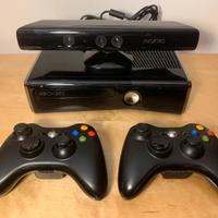 XBOX 360 SLIM NERA LUCIDA + 2 CONTROLLER + KINECT