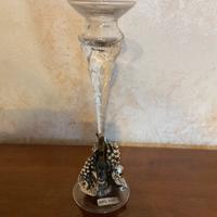 Candelabro in vetro e argento alto 22 cm