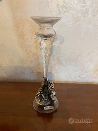 Candelabro in vetro e argento alto 22 cm