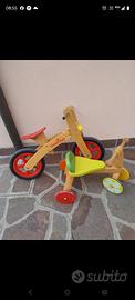 triciclo + bici legno senza pedali  prezzo non tr