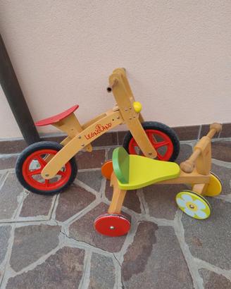 triciclo + bici legno senza pedali  prezzo non tr