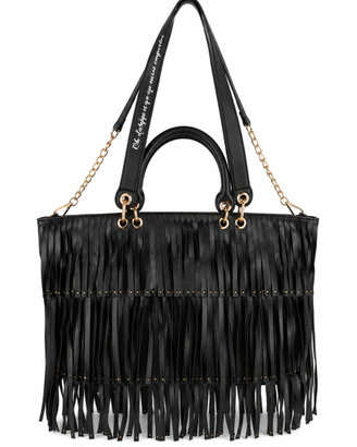 Borsa Le Pandorine nera con frange