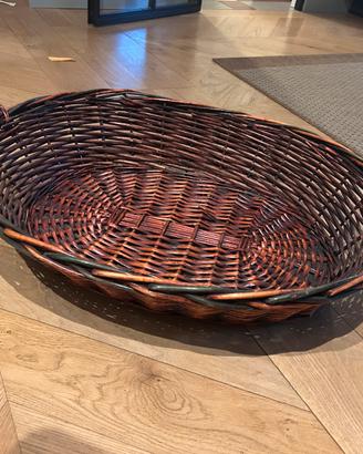 Cesta ovale grande in vimini scuro intrecciato