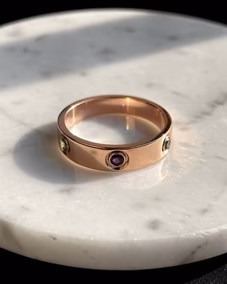 Anello Cartier Love oro rosa con pietre misura 55