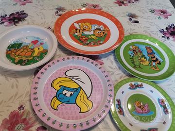 SET PIATTI IN PLASTICA  PAPPA NEONATO BAMBINI 5 PZ