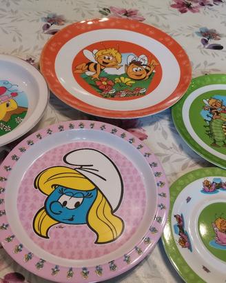 SET PIATTI IN PLASTICA  PAPPA NEONATO BAMBINI 5 PZ
