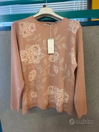 Maglione donna MILO rosa cipria lana merino TG L