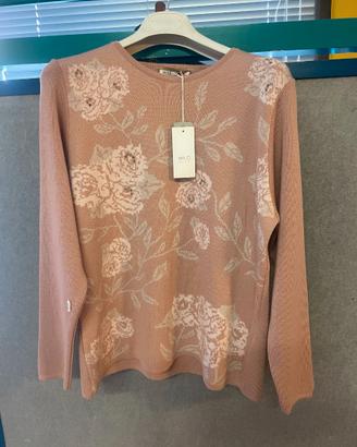 Maglione donna MILO rosa cipria lana merino TG L