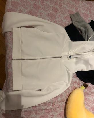 felpa bianca corta zip