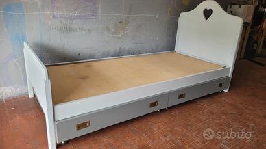 letto singolo cameretta con 2 cassettoni + doghe 