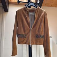 Giacca di pelle scamosciata beige Twinset